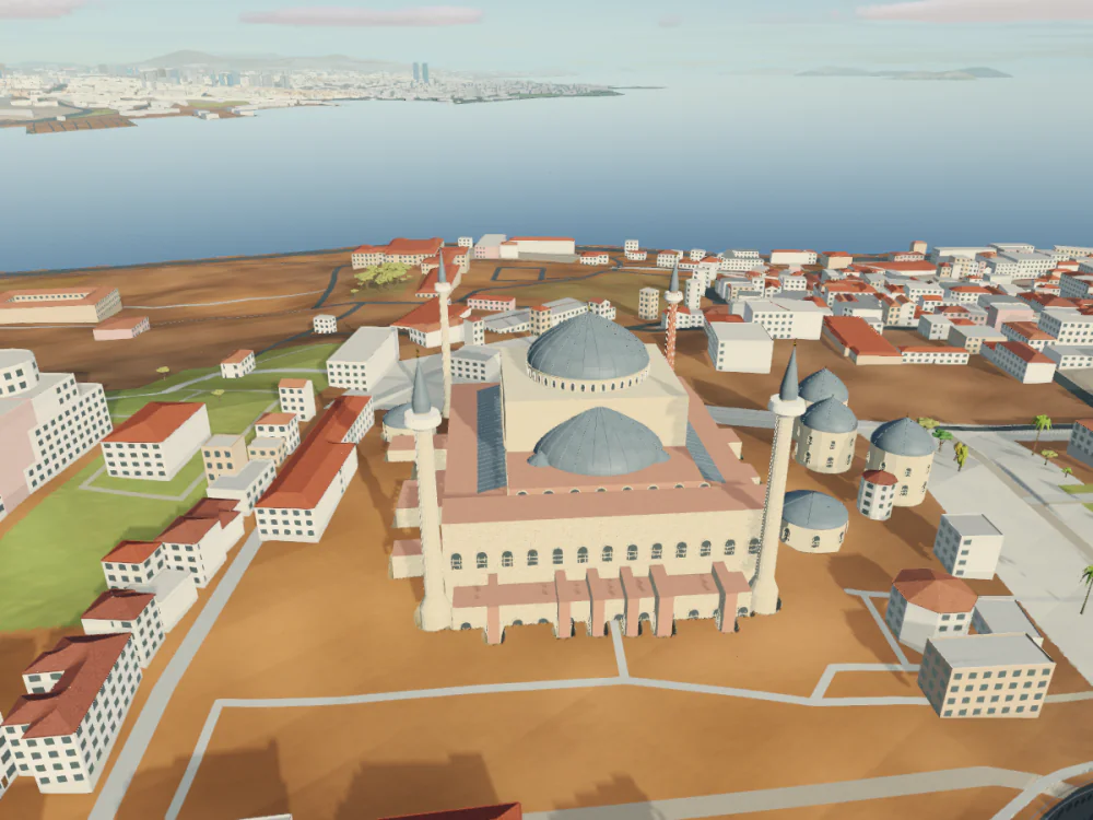 Hagia Sophia, Istanbul, rendered in Low Poly Earth