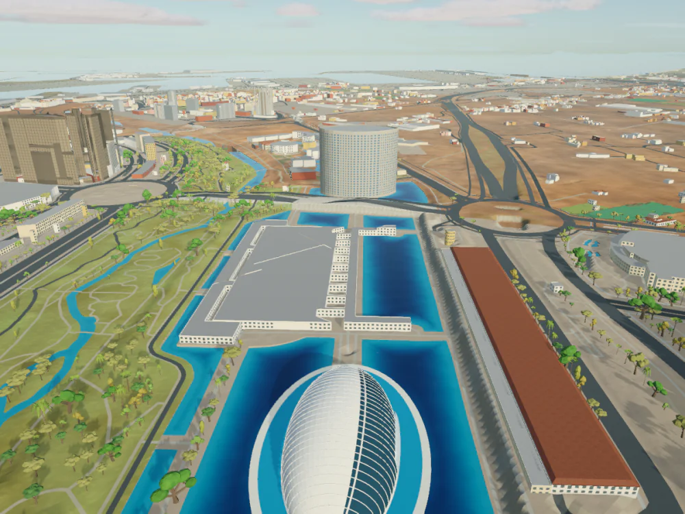 L’Hemisfèric, Valencia, rendered in Low Poly Earth